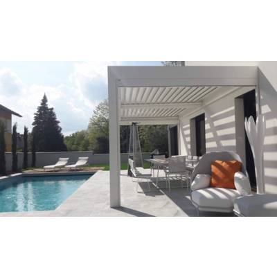 Pergola bioclimatique alu murale PANAMA blanc mat 9010 - Gedimat