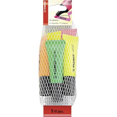 Filet de 5 Surligneurs NEON Tendance Pointe Biseautée 2- 5 mm