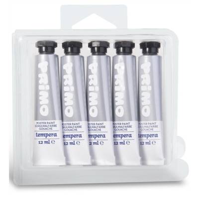 Pack 5 Tubes Aluminium 12ml Peinture Gouache Argent 910 - PRIMO