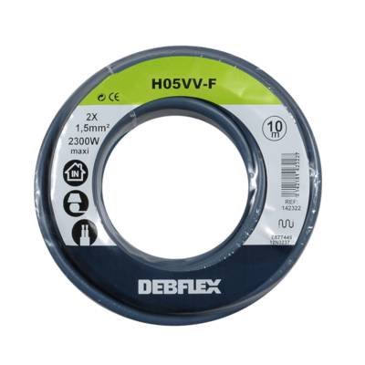 Câble électrique souple HO5VV-F 2x1,5mm² gris - Gedimat - DEBFLEX