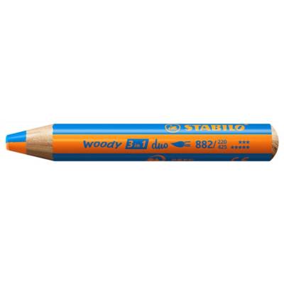 Crayon multi-talents  woody 3 in 1 duo - orange-bleu