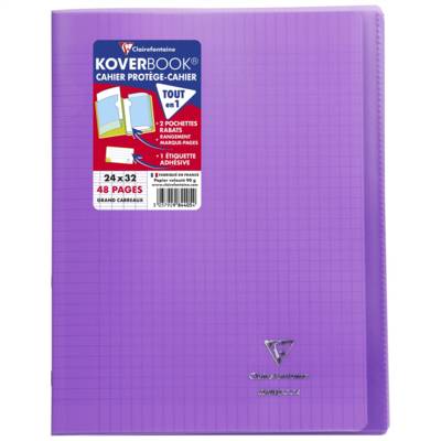 Cahier piqué Koverbook 24x32 cm 48 pages Séyès Violet transparent