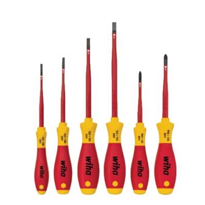 Jeu de 6 tournevis Softfinish Slimfix électricien WIHA Fente Phillips - 35389 - Maxoutil