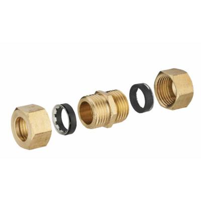 Jonction laiton à joint mixte égale pour tube cuivre NOYON & THIEBAULT - Ø 14 mm - 414G-14L1 - Maxoutil