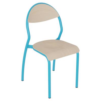 Chaise NUAGE assise et dossier bois Blueprotech® piètement époxy - T4 - Bleu RAL 5015 - Mobidecor