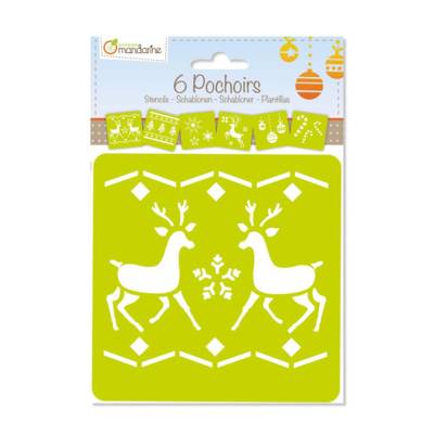 Pochoir enfant noël 2 format 150x150mm translucide set 6 unités