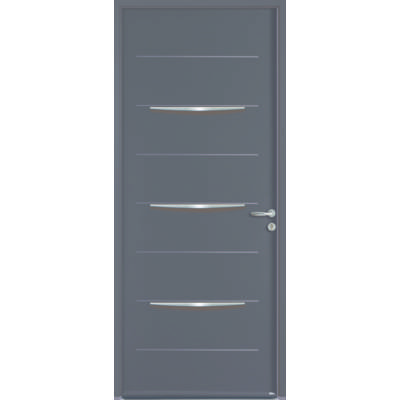Porte d'entrée acier ALIA 48 gris texturé dormant 54 mm - 215 x 90 cm - Gedimat - BELM
