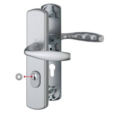 Ensemble de sécurité New York 1810H/3452A-ZA/3450 Aspect Inox 37-42 mm - Clé i - HOPPE AG - 10714251 - Maxoutil