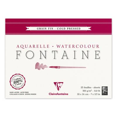 Bloc Fontaine 25 feuilles grain fin 18x24 300g encollé 4 côtés