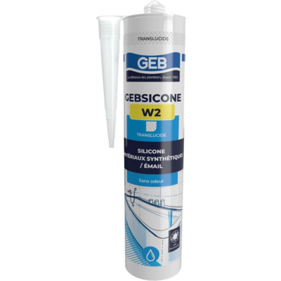 Mastic silicone gebsicone W2 cartouche 310 ml translucide - GEB - 890502 - Maxoutil