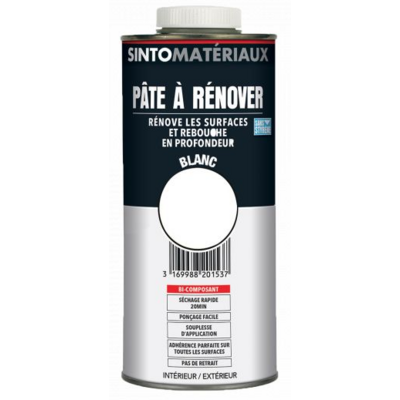 Pâte à rénover + Tube durcisseur SINTO SA - Blanc - Cartouche de 0.8L 1.5 Kg - 820153