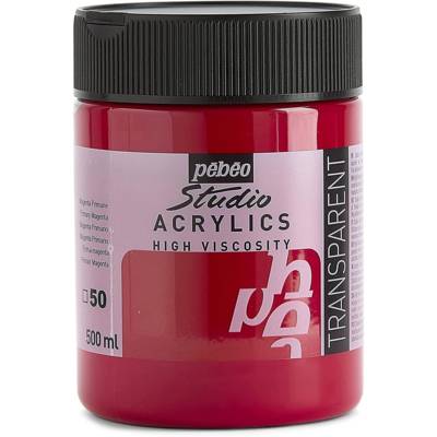 Pot 500ml Peinture Studio Acrylique Haute Viscosité Magenta Primaire - PÉBÉO
