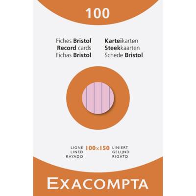 Etui de 100 fiches - bristol ligné non perforé 100x150mm - Couleurs assorties