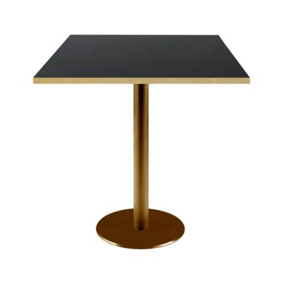 Table pied Doré 70x70cm noir chants laiton - intérieur - RestooTab