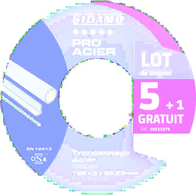 Disque à tronçonner PRO ACIER - D125mm 6 pièces - Gedimat - SIDAMO