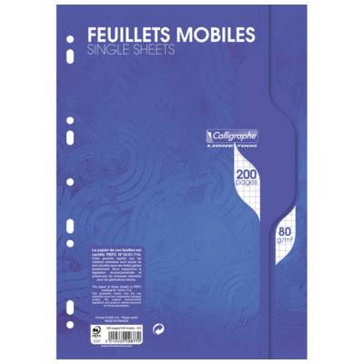 Feuillets mobiles s/film 21x29,7 200p Q.5x5 80g