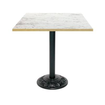 Table pied noir 70x70cm calacatta chants laiton - intérieur - RestooTab