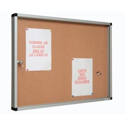 Vitrine d'affichage intérieur à porte ouvrante fond liège