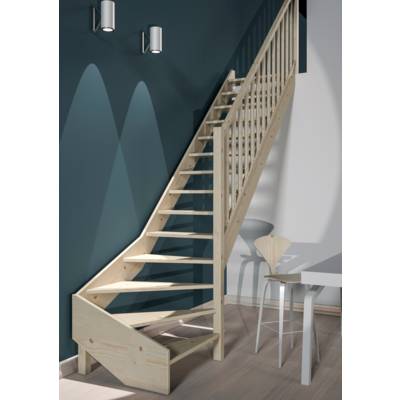 Escalier droit sapin kit BERGEN - 2.75m - Gedimat - SOGEM