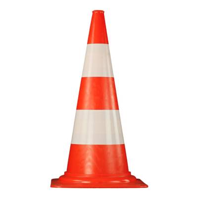 Cône de chantier PVC, 2 bandes blanches - 75 cm - 4 kg - NOVAP - 3205008 - Maxoutil