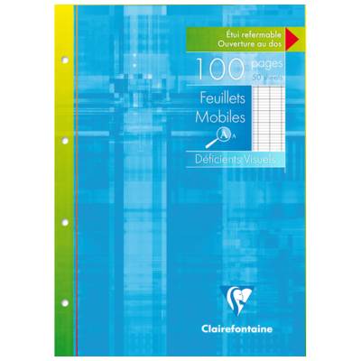 Feuillets mobiles perforés déficients visuels 21x29,7 100p séyès noir 2,5mm 10/10