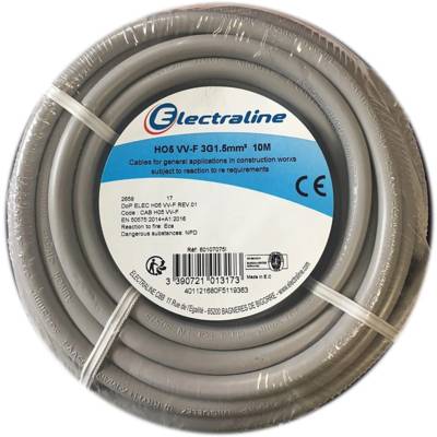 Câble domestique H05VV-F 3G1,5 10 m - Gedimat - ELECTRALINE