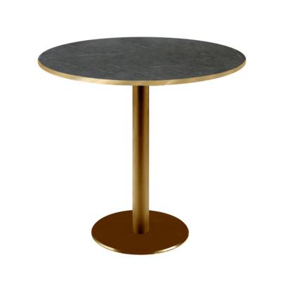 Table pied Doré Ø70cm marquina chants laiton - intérieur - RestooTab