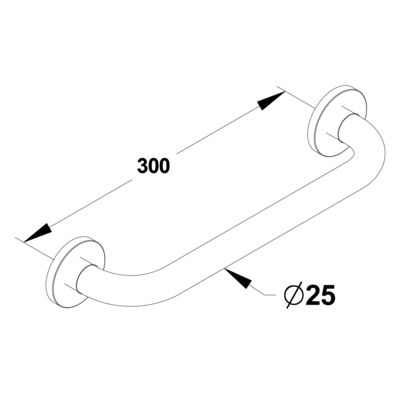 Barre droite 300 mm, inox chromé (sans vis) Diamètre 25 mm - PRESTO - 60575