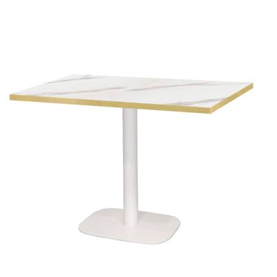 Table pied noir 120x70cm marbre blanc chant laiton - intérieur - RestooTab