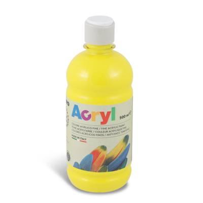Flacon Soft Plastique Peinture Acrylique Fine FLUO 500 ml Jaune Primaire 201 - PRIMO