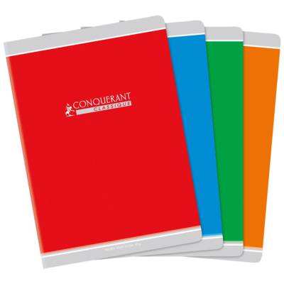 Cahier agrafé A4 96P 90g grands carreaux coloris aléatoire