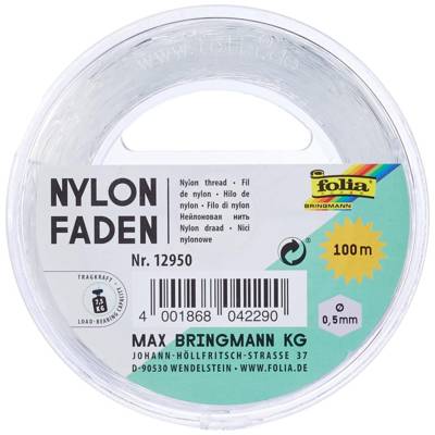 Fil nylon sur bobine, 0,5 mm x 100 m, transparent