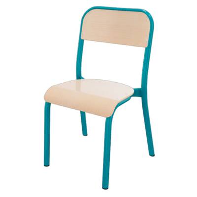 Chaise TRÉVISE 4 pieds assise et dossier bois Blueprotech® piètement époxy - T3 - Bleu des îles RAL 5018 - MOBIDECOR