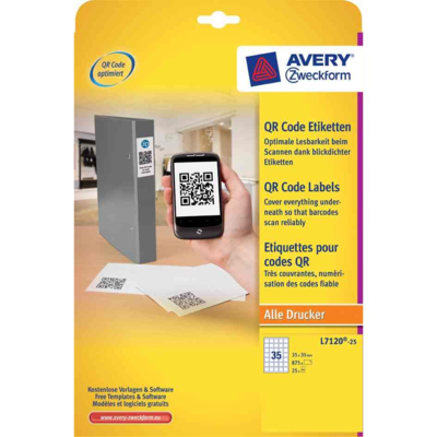 Boite 875 Etiquettes code QR 30 x 35 mm carrées