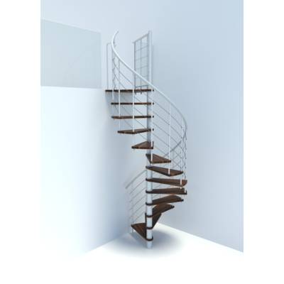 Escalier hélicoïdal VENEZIA SMART acier blanc marches hêtre teinté noyer - Gedimat - MINKA