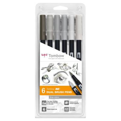 Set de 6 Feutres Dessin Double Pointe ABT Couleurs Grises - TOMBOW