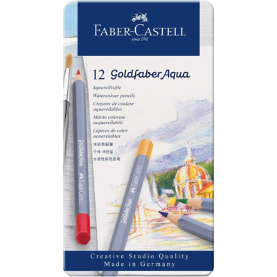 Boîte métal 12 crayons de couleur aquarellables Goldfaber