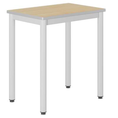 Table CARÉLIE plateau ép.21 mm stratifié chant polyuréthane piètement époxy - 70x50 cm - T6 - Hêtre miel/gris alu RAL 9006 - Mobidecor