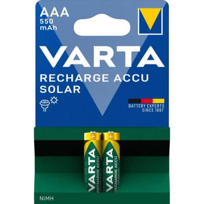 Lot de 2 piles rechargeables Varta Accu Solar type AAA 1,2V 550mAh (R03)