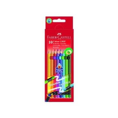 Crayons de couleur gommable avec grip, étui - FABER-CASTELL