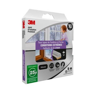Joint d'isolation premium pour portes et fenetres silicone transparent - 6m - Gedimat - 3 M BRICOLAGE et BATIMENT
