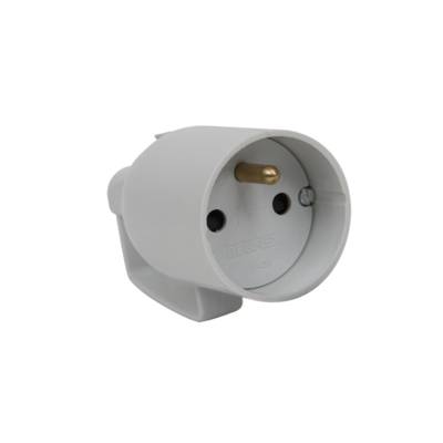 Fiche femelle avec anneau 2P+T 10/16A droite à coiffe gris - Gedimat - DEBFLEX