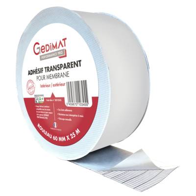 Adhésif d'étanchéité à l'air transparent - rouleau de 25 m x 60 mm - GEDIMAT PERFORMANCE PRO - Gedimat