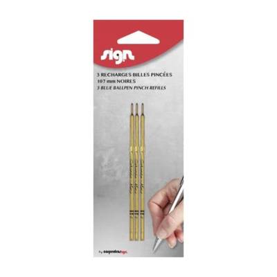 Jeu de 3 recharges stylo bille coloris noir