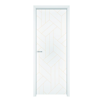 Bloc-porte alvéolaire CHEVRON gravé à peindre à recouvrement Hui.74 mm - 204 x 83 cm - Gedimat