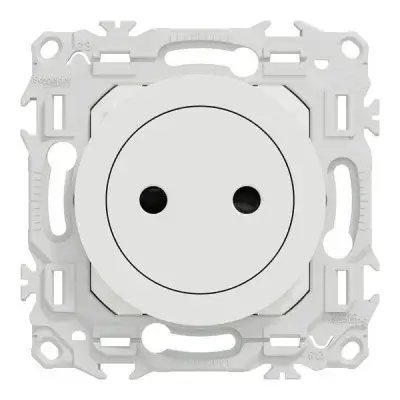 Prise 2 affleurante avec griffes - bornes automatiques - blanc craie - SCHNEIDER - S925033 - Schneider Electric