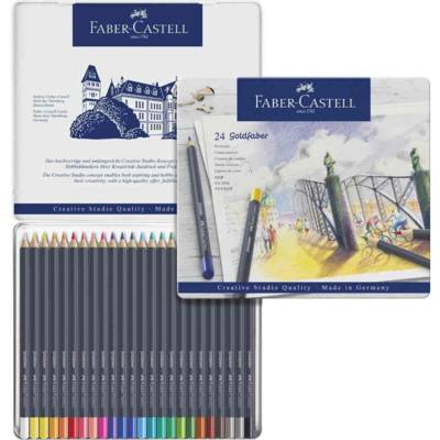Crayons de couleur GOLDFABER, étui en métal de 24 - FABER-CASTELL