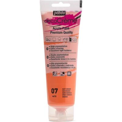 Tube 120ml Peinture Acrylique Décocrème Mat ORANGE - PÉBÉO