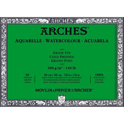 Bloc 20 feuilles 26x36 300g grain fin blanc naturel