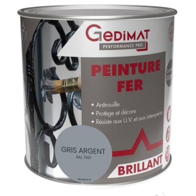 Peinture fer gris argent - pot de 0.5 litres - Gedimat